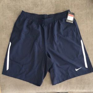 Nike Men's Large Navy Blue & White Dri-Fit Unlined Tennis Shorts Style #598574